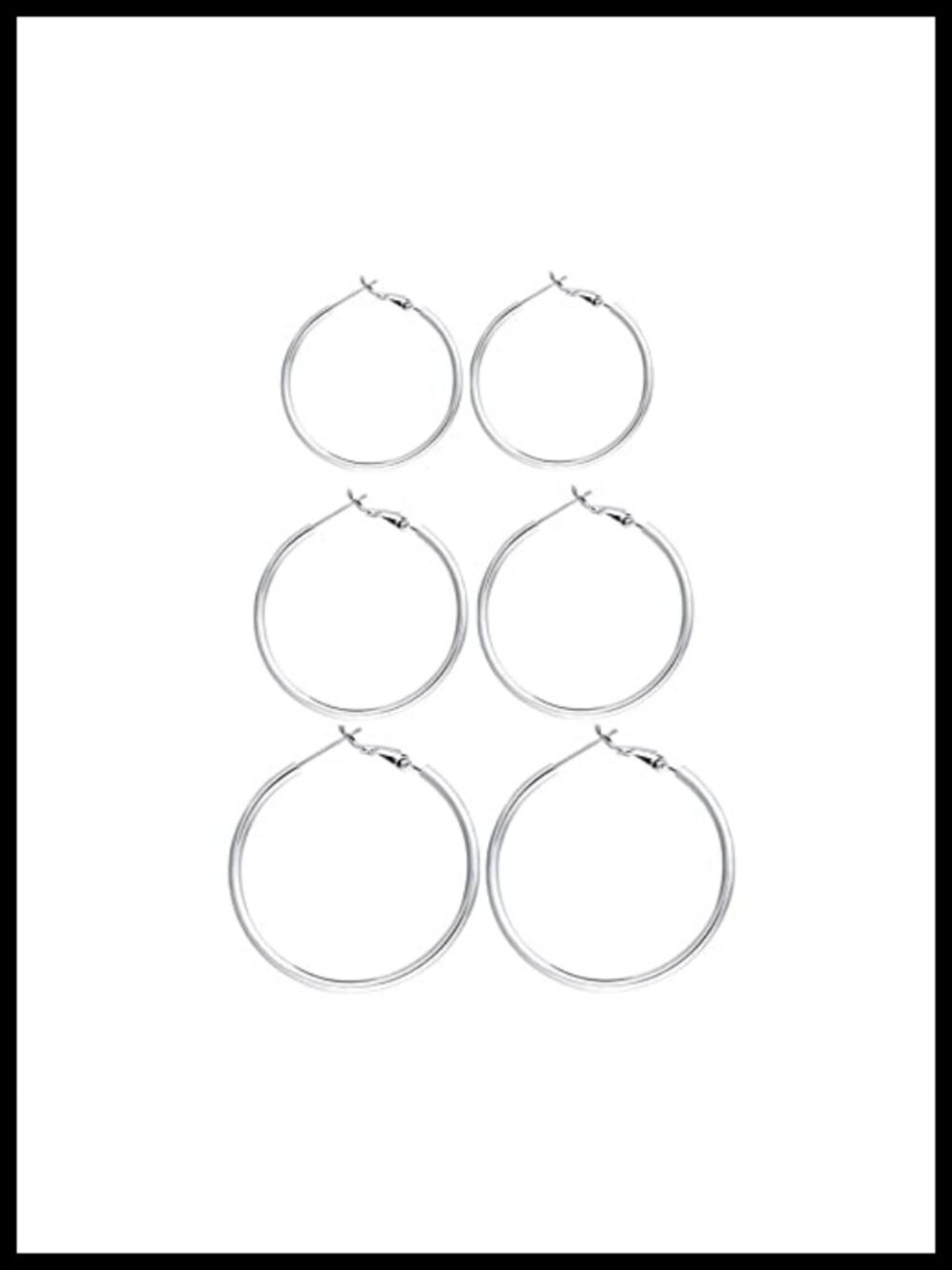 Sterling Silver Large Hoop Earrings Set 30mm 40mm 50mm Hypoallergenic